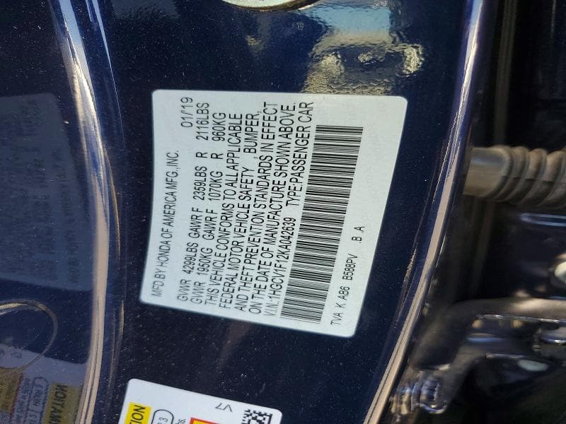 2019 HONDA ACCORD LX 13