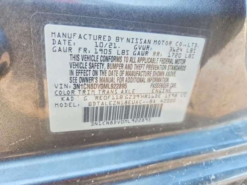 2021 NISSAN VERSA S 12