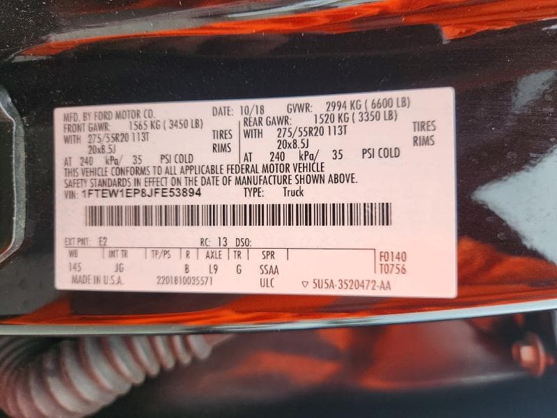 2018 FORD F150 SUPERCREW 12