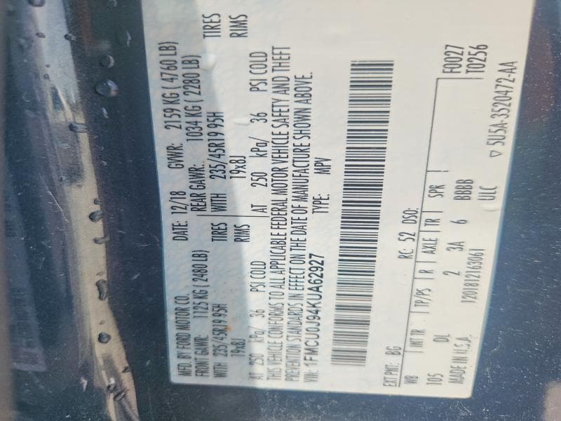 2019 FORD ESCAPE TITANIUM TITANIUM 13