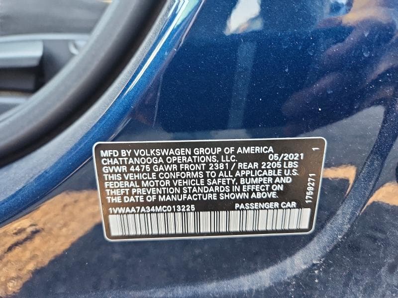 2021 VOLKSWAGEN PASSAT S S 12