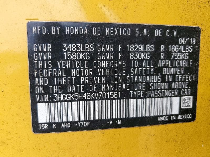 2019 HONDA FIT LX 13