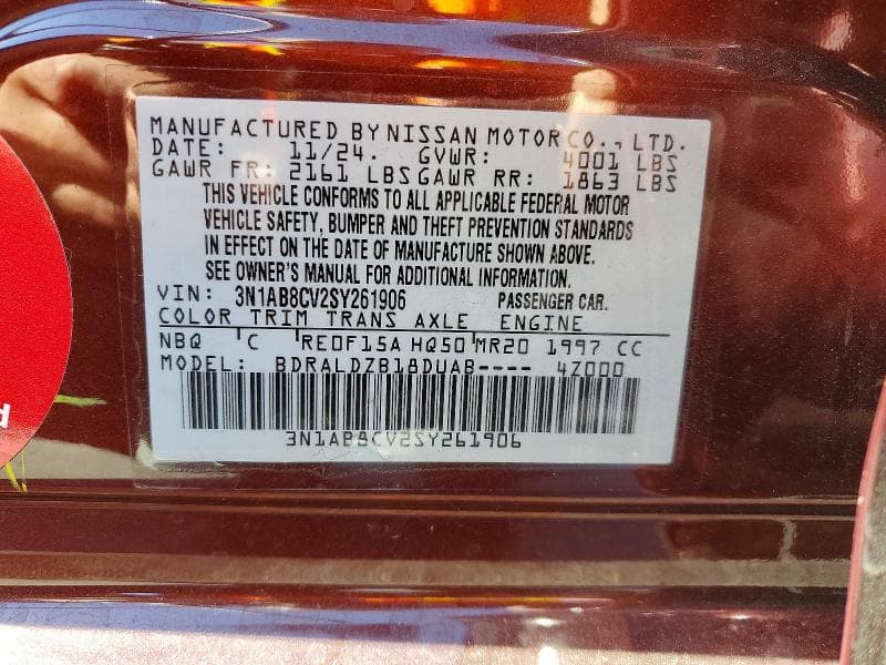 2025 NISSAN SENTRA SV 13