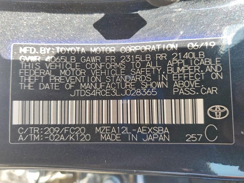 2020 TOYOTA COROLLA SE 12