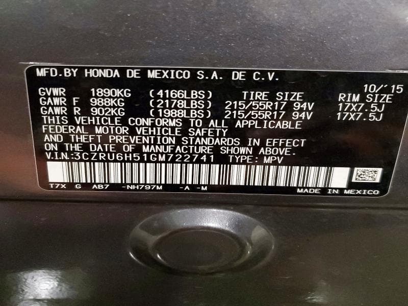2016 HONDA HR-V EX EX 13