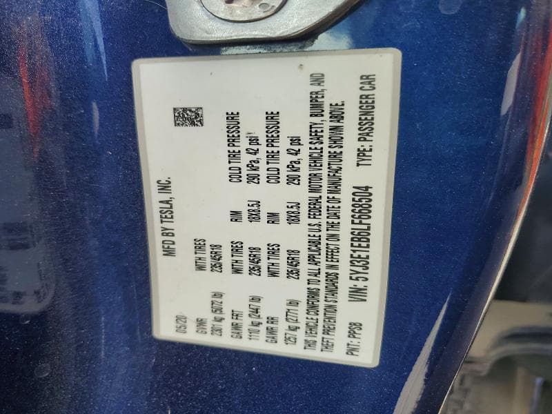 2020 TESLA MODEL 3 12