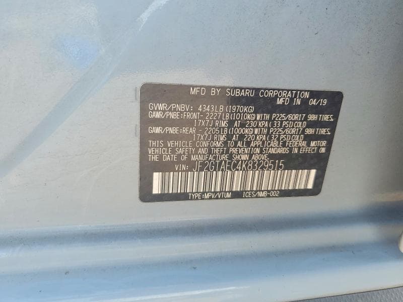 2019 SUBARU CROSSTREK PREMIUM 12