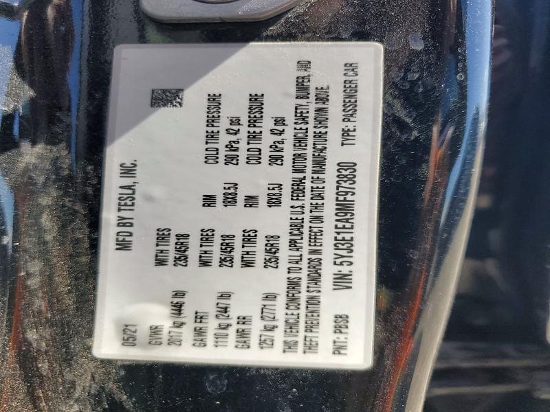 2021 TESLA MODEL 3 13