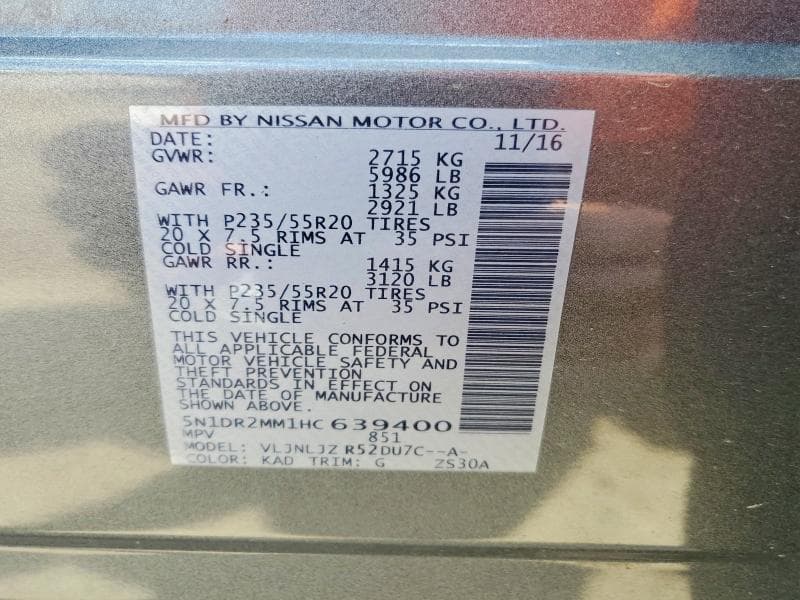 2017 NISSAN PATHFINDER PLATINUM PLATINUM 13