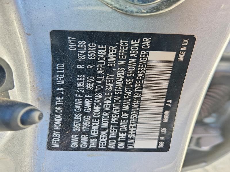 2017 HONDA CIVIC EX 13