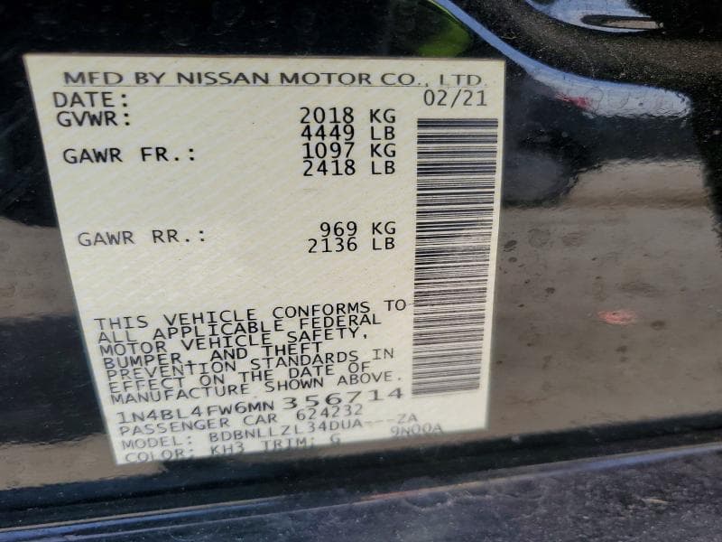 2021 NISSAN ALTIMA PLATINUM PLATINUM 12