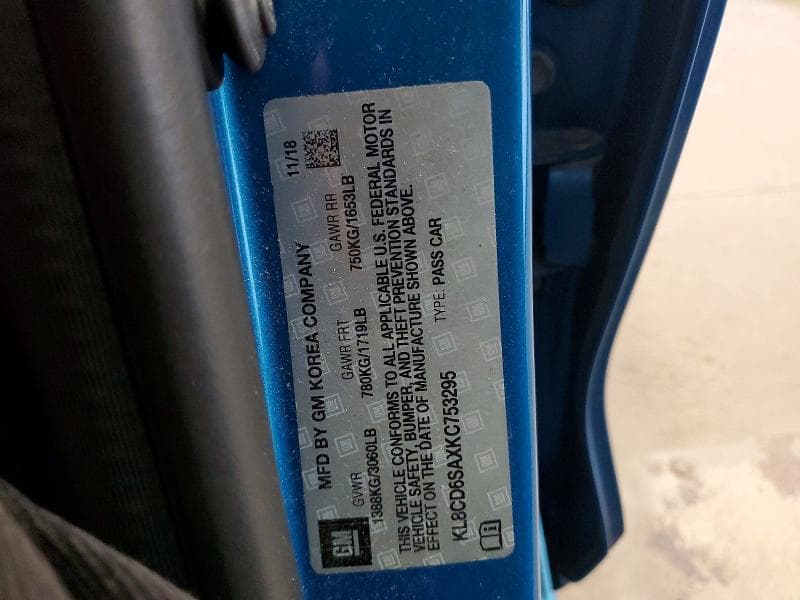 2019 CHEVROLET SPARK 1LT 1LT 12