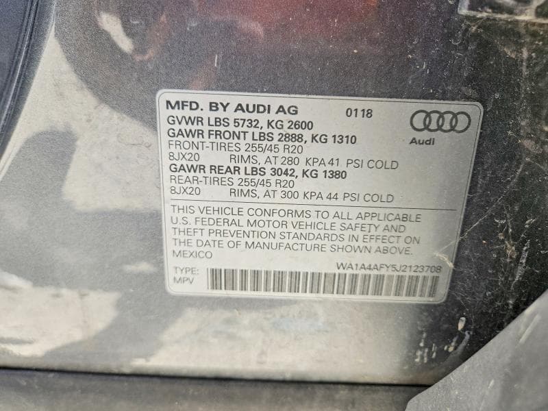 2018 AUDI SQ5 PREMIUM PLUS PREMIUM PLUS 12