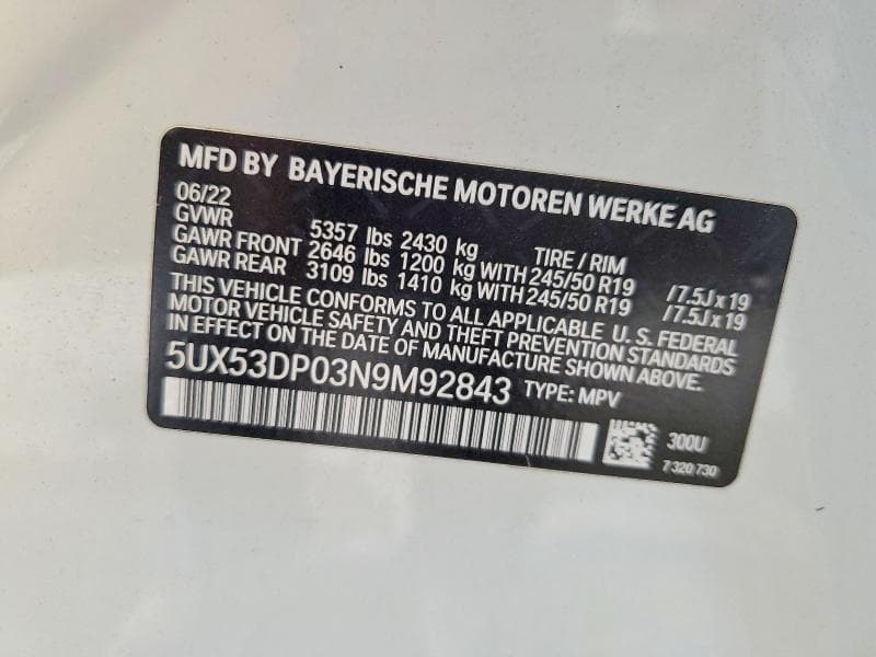 2022 BMW X3 XDRIVE30I 13
