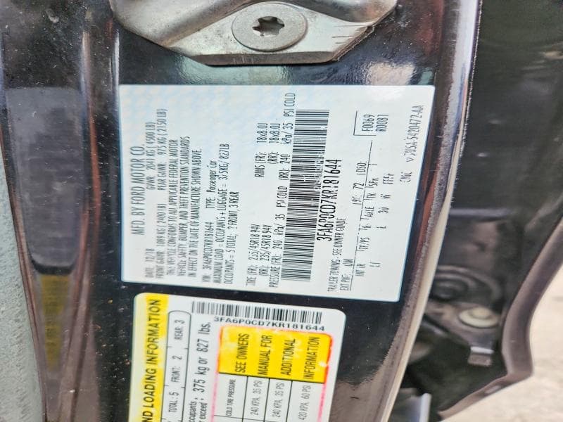 2019 FORD FUSION SEL 12