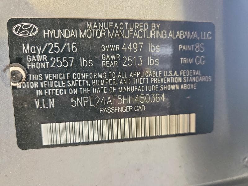 2017 HYUNDAI SONATA SE SE 12