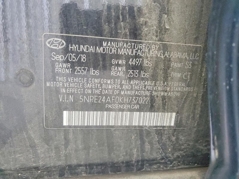 2019 HYUNDAI SONATA SE 12