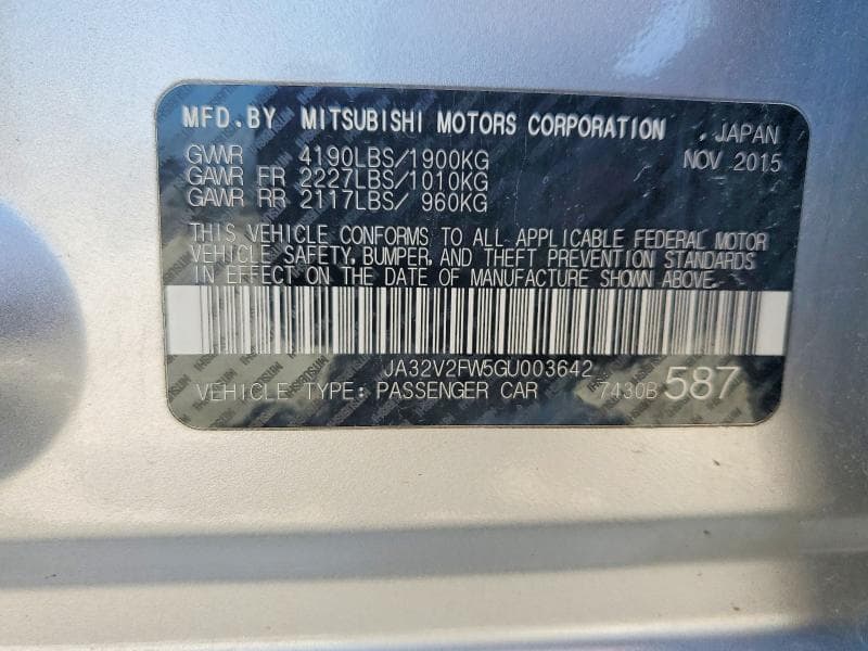 2016 MITSUBISHI LANCER 12