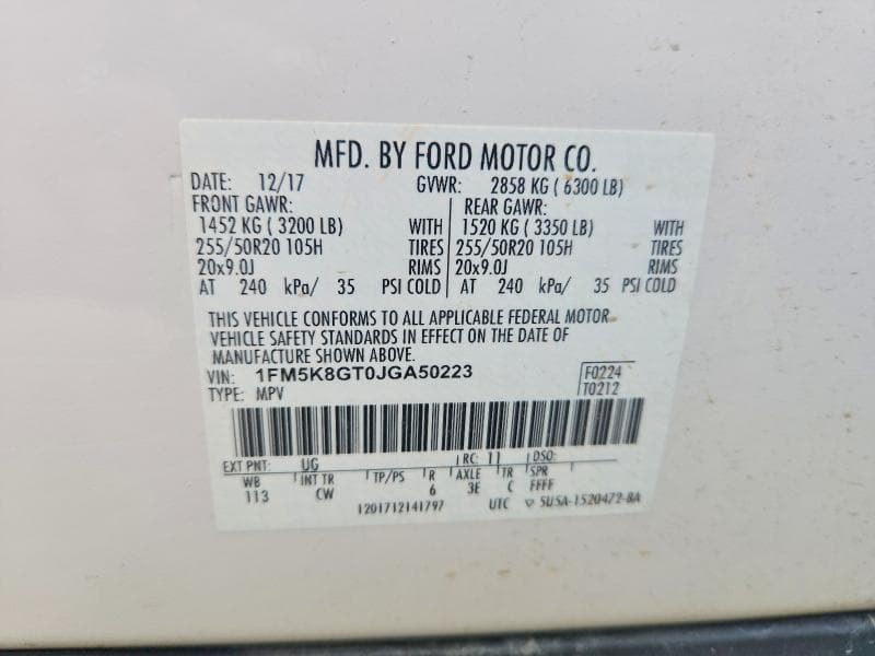 2018 FORD EXPLORER SPORT SPORT 13