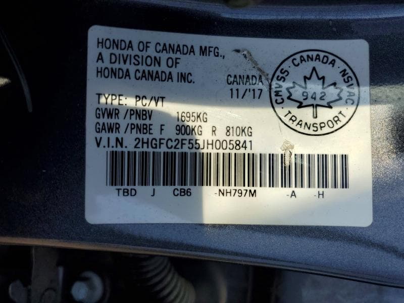 2018 HONDA CIVIC UNKNOWN 12