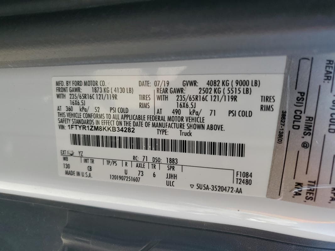 2019 FORD TRANSIT 250 DELIVERY VAN 14