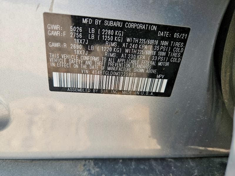 2021 SUBARU OUTBACK ONYX EDITION XT 12