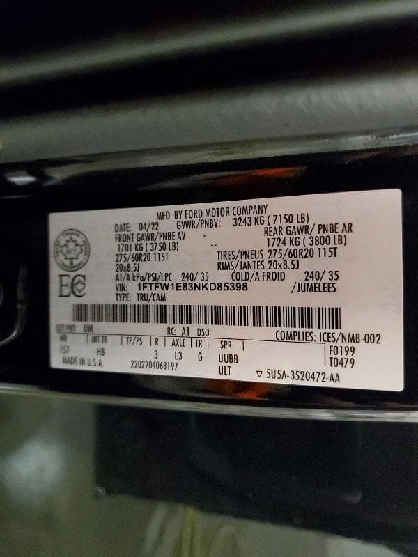2022 FORD F150 SUPERCREW 12
