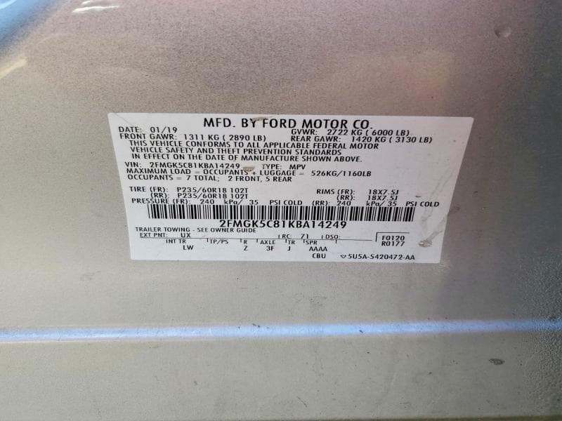 2019 FORD FLEX SEL 13