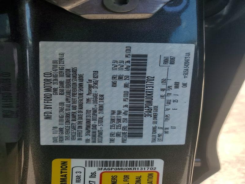 2019 FORD FUSION SEL 12