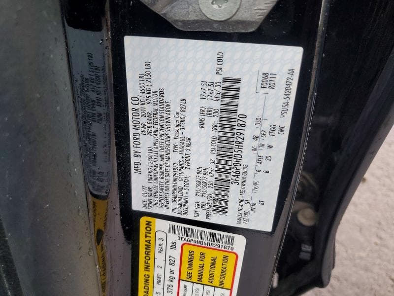 2017 FORD FUSION SE 12