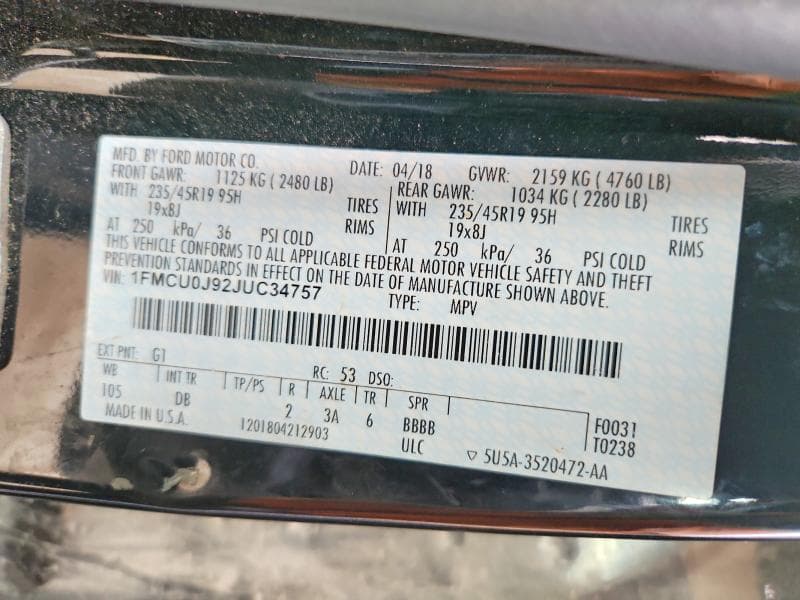 2018 FORD ESCAPE TITANIUM TITANIUM 13
