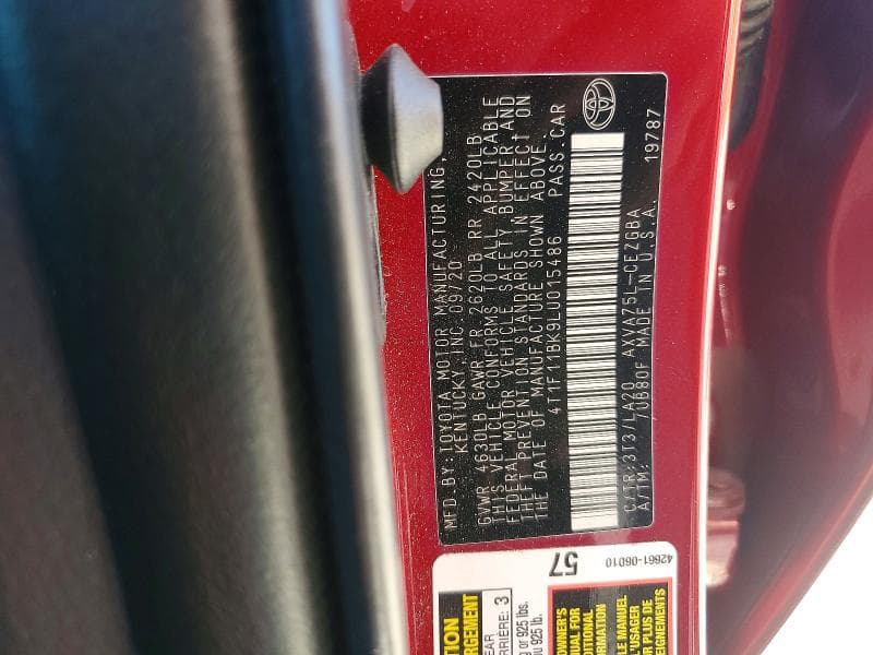 2020 TOYOTA CAMRY XLE 13