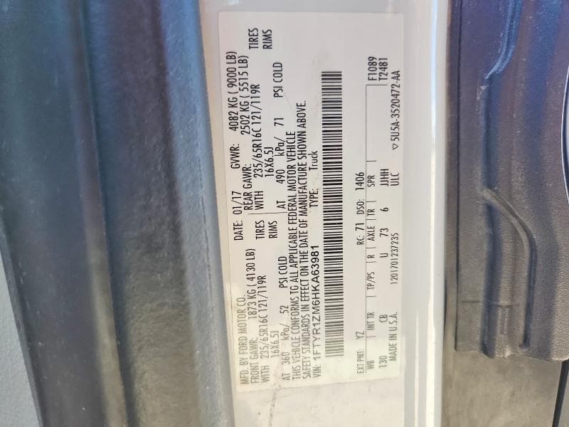 2017 FORD TRANSIT 250 DELIVERY VAN 13