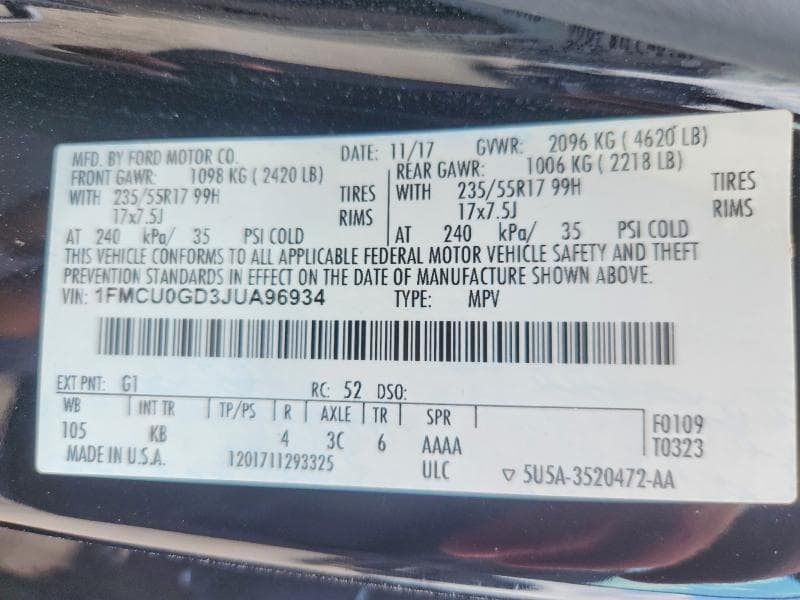 2018 FORD ESCAPE SE 12