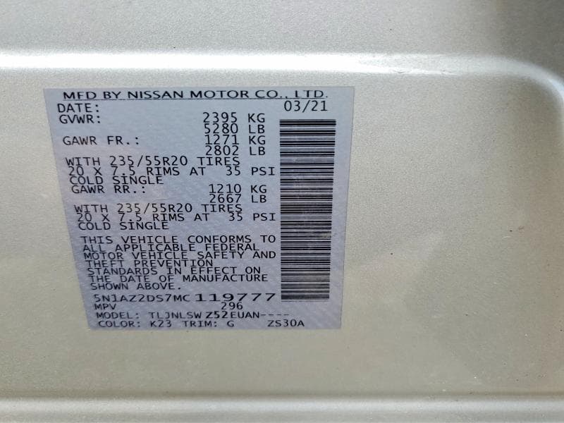 2021 NISSAN MURANO PLATINUM PLATINUM 13