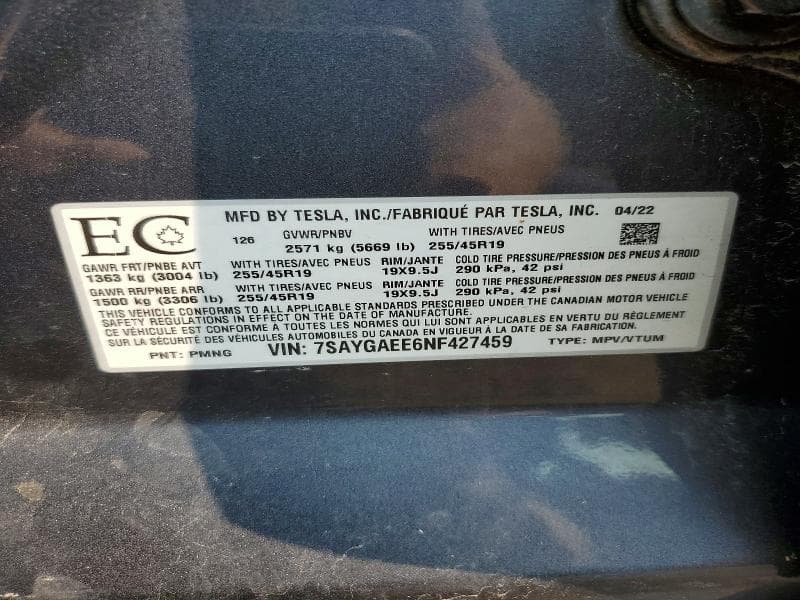 2022 TESLA MODEL Y 13