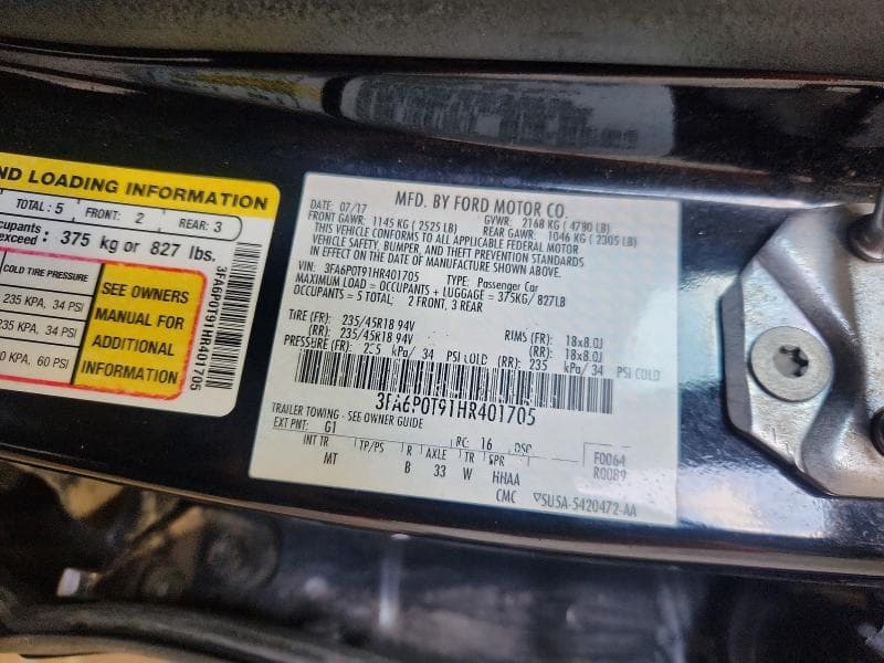 2017 FORD FUSION SE 12