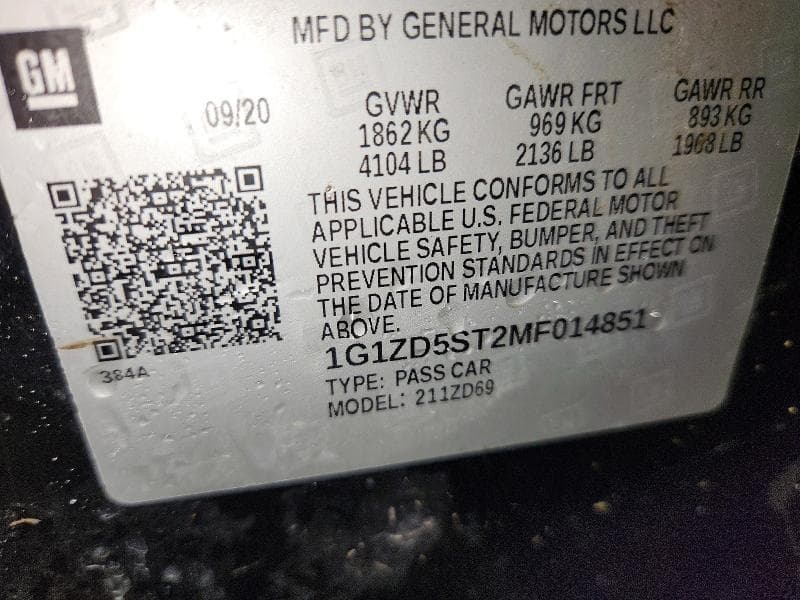 2021 CHEVROLET MALIBU LT 12