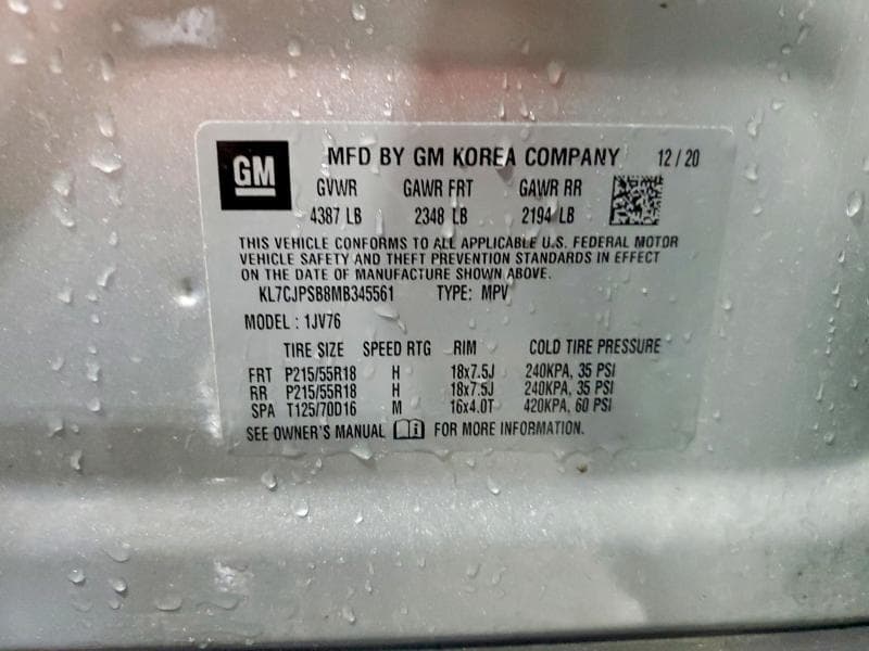 2021 CHEVROLET TRAX 1LT 1LT 12