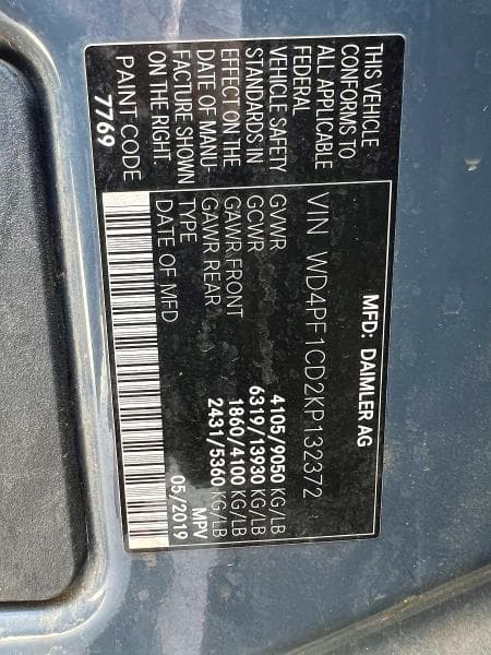 2019 MERCEDES-BENZ SPRINTER 2500/3500 2500/3500 10