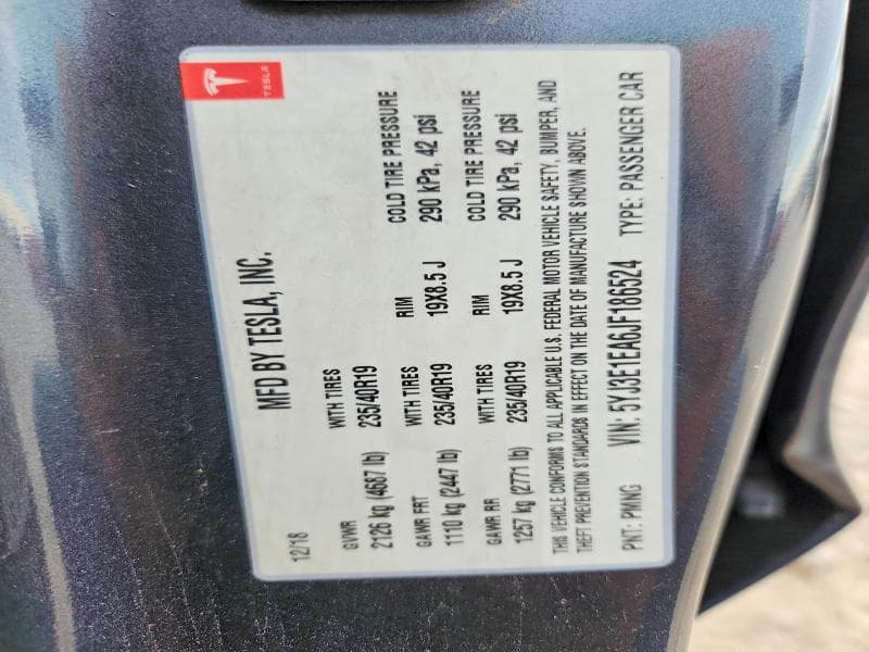 2018 TESLA MODEL 3 12