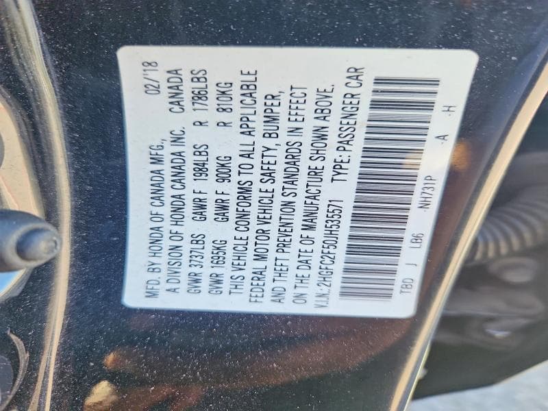 2018 HONDA CIVIC LX 12
