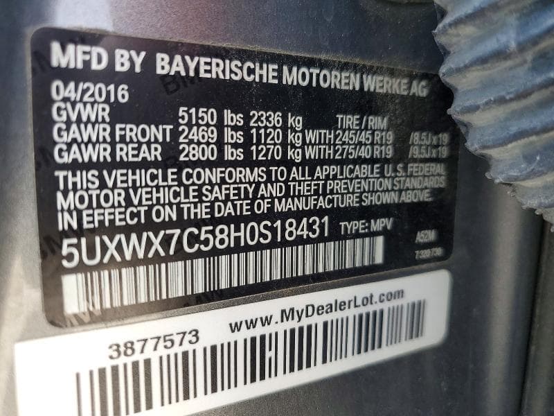 2017 BMW X3 XDRIVE35I 12