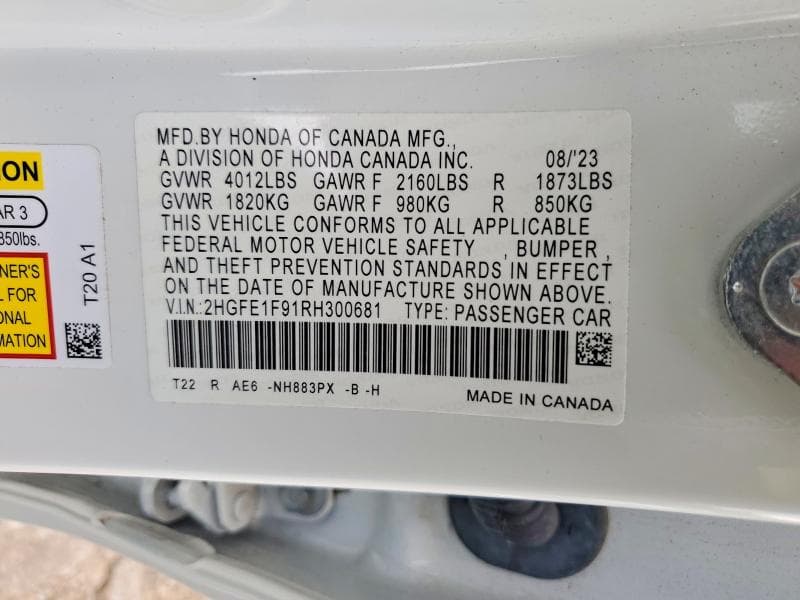 2024 HONDA CIVIC TOURING TOURING 13