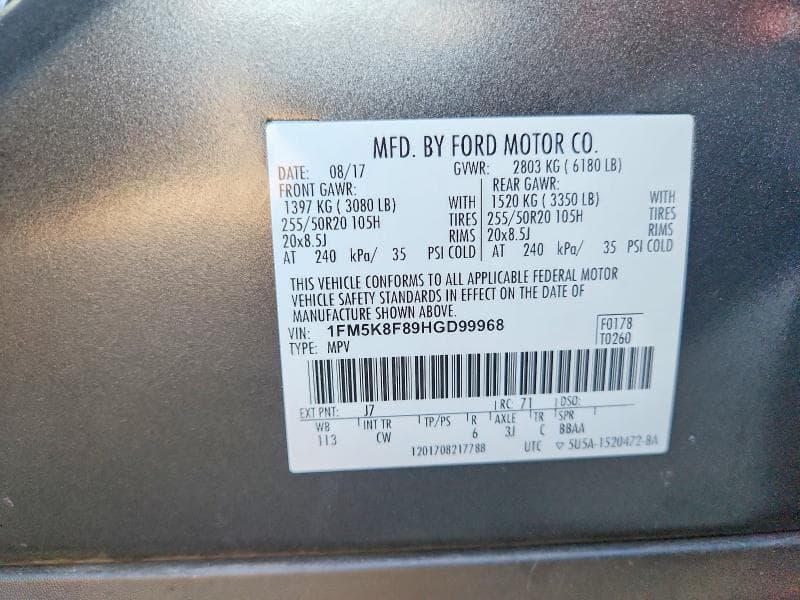 2017 FORD EXPLORER LIMITED LIMITED 14