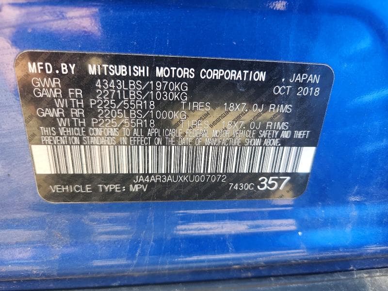 2019 MITSUBISHI OUTLANDER SPORT ES/SE/LE/SP ES/SE/LE/SP 12