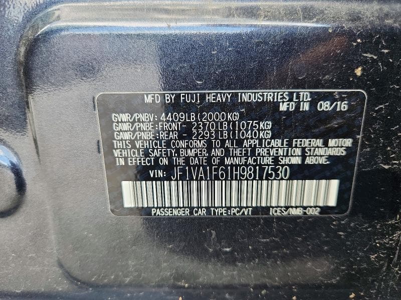 2017 SUBARU WRX PREMIUM PREMIUM 12