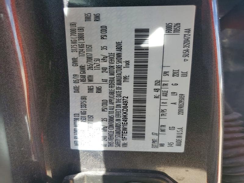 2019 FORD F150 SUPERCREW 12