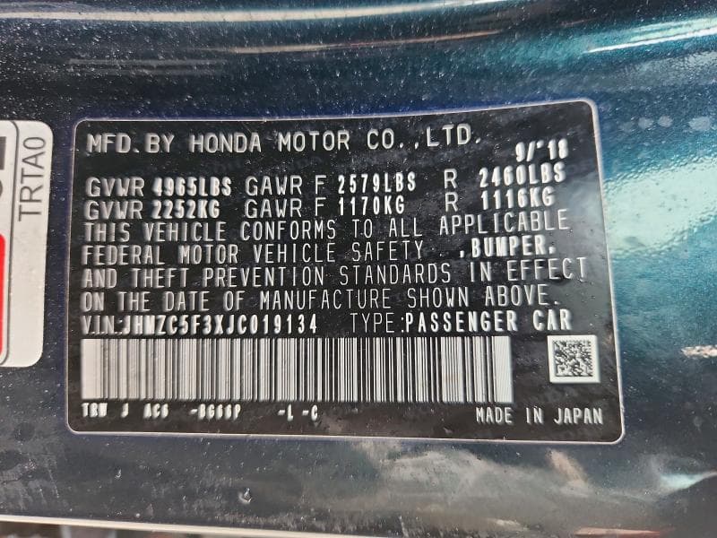 2018 HONDA CLARITY TOURING 13
