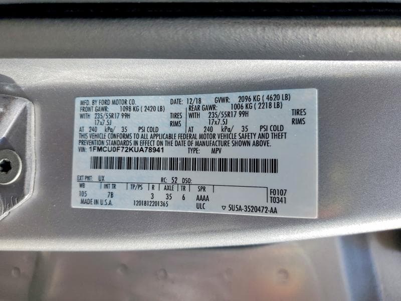 2019 FORD ESCAPE S S 14